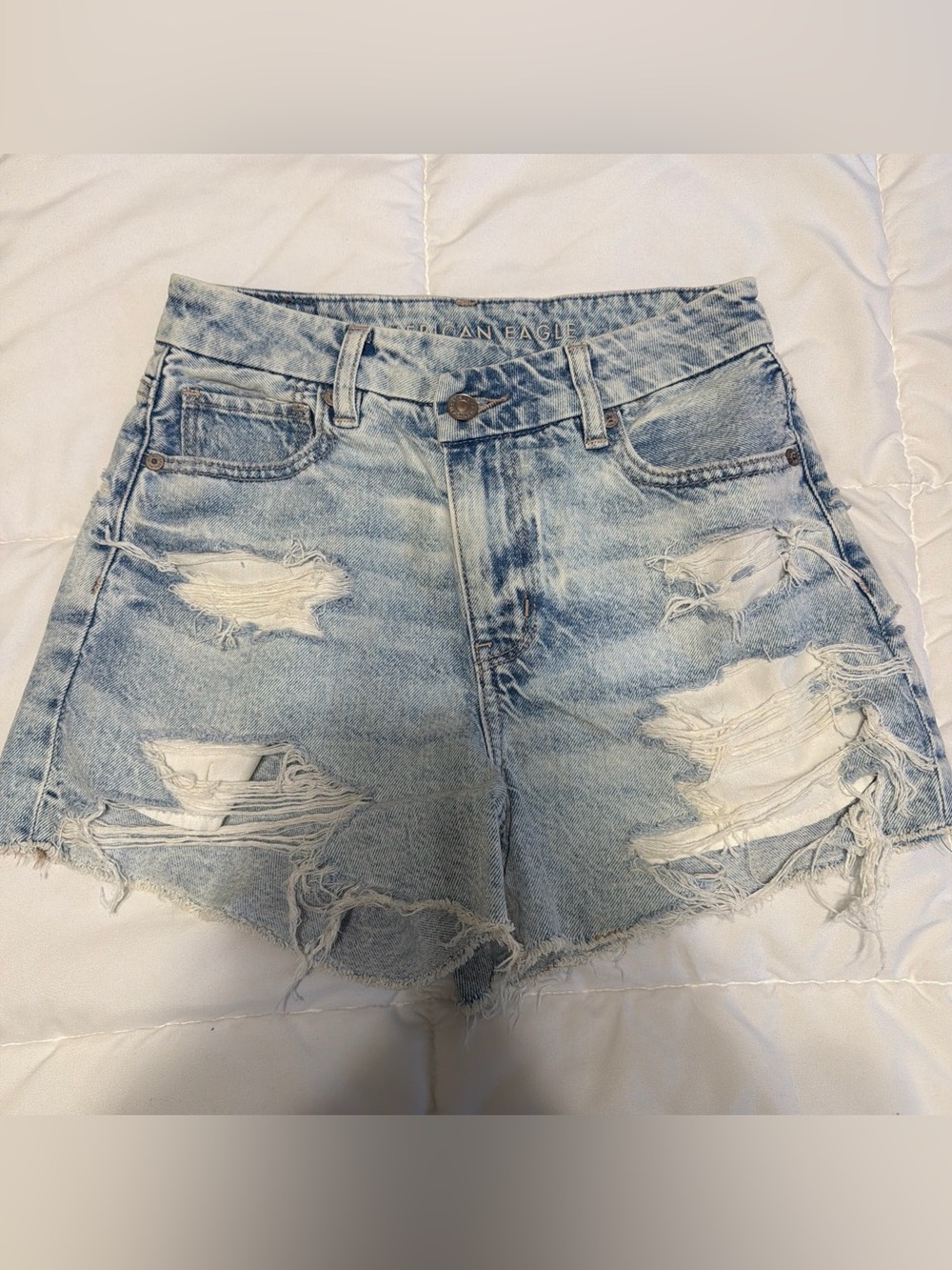 American Eagle Outfitters Light Blue Distressed Denim Shorts